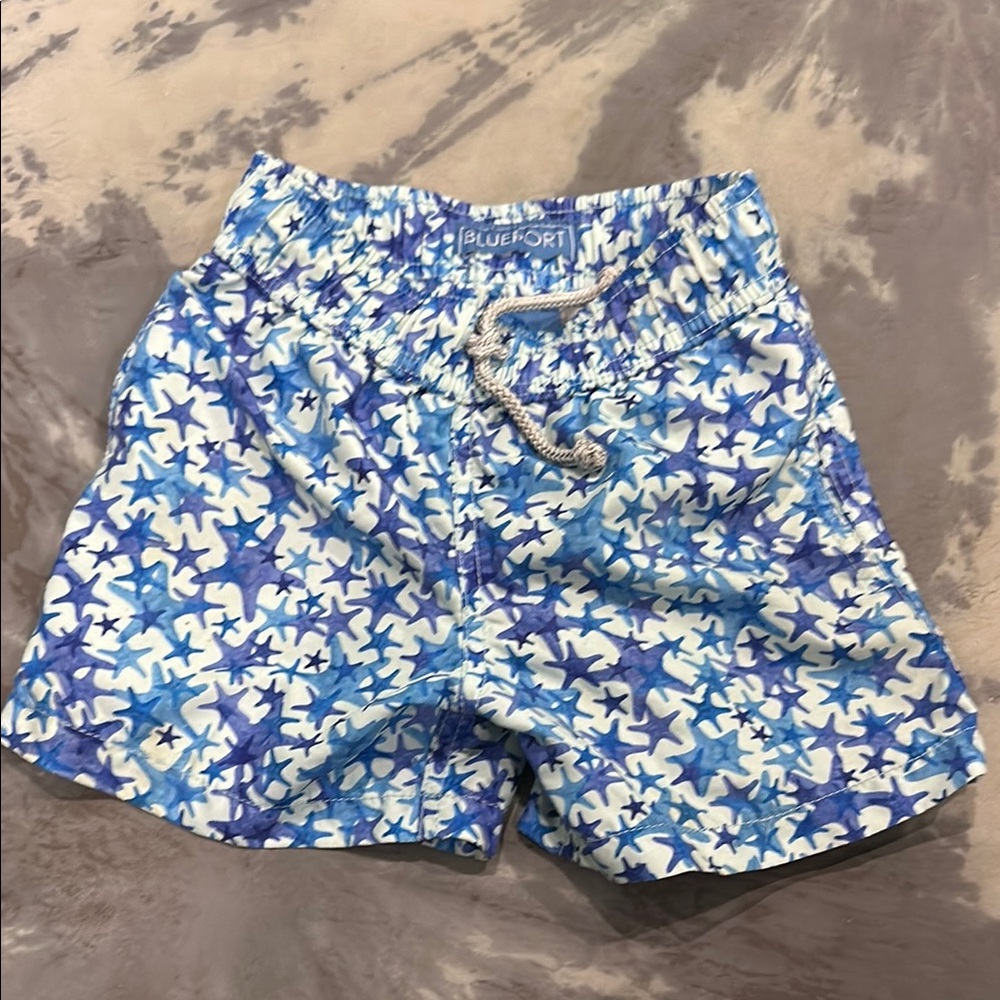 Kids Starfish Swim Trunks - Blue and White